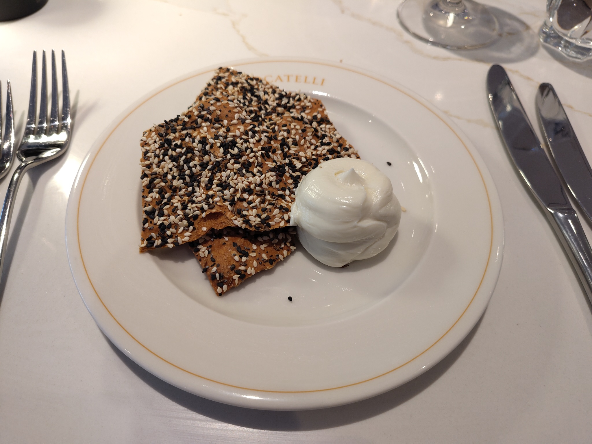 Sesame Crackers with Whipped Goat Cream