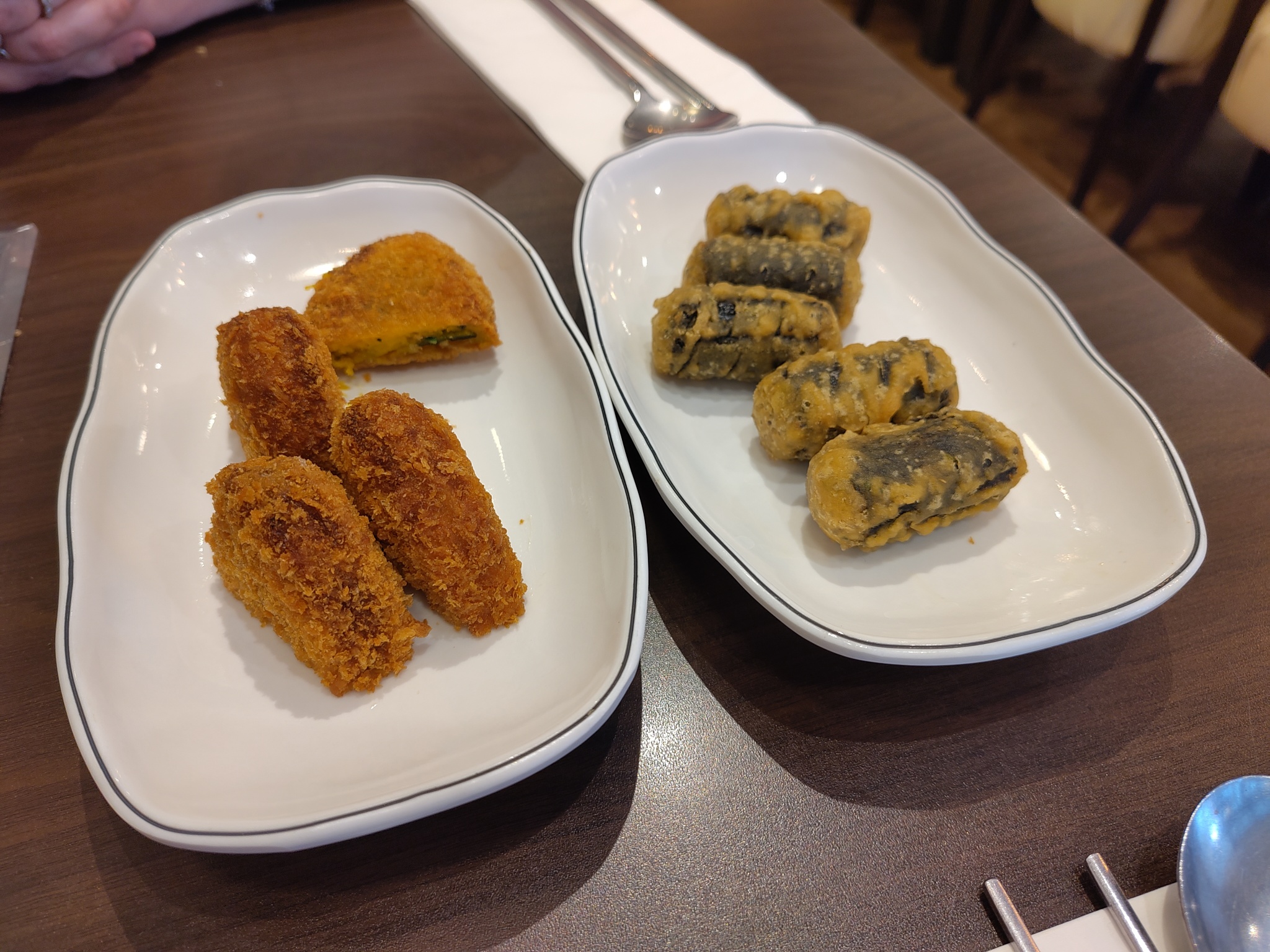 Pumpkin Croquettes and Seaweed Rolls