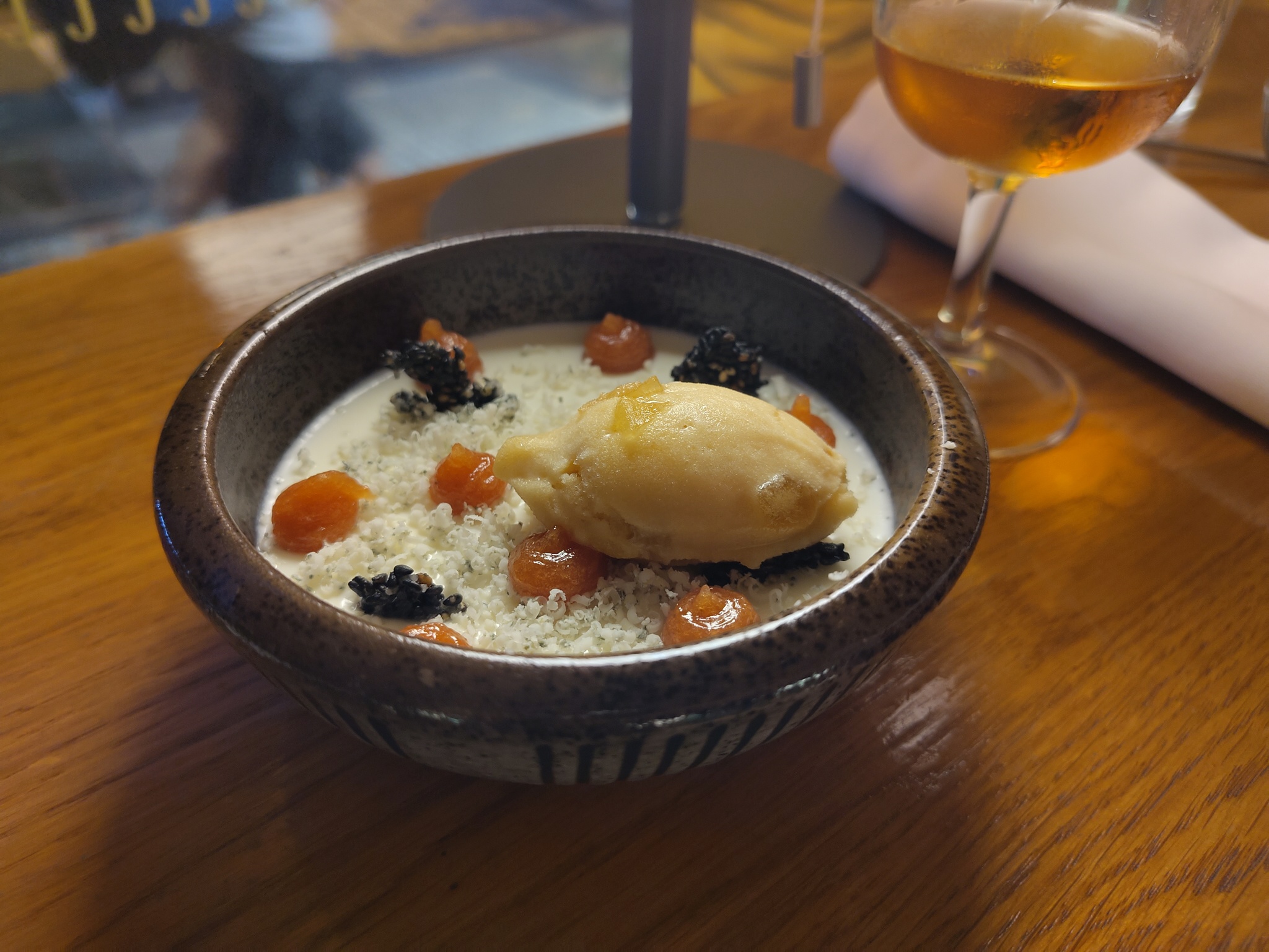 Sheep Milk's Curd with Cider Ice Cream and Blue Cheese