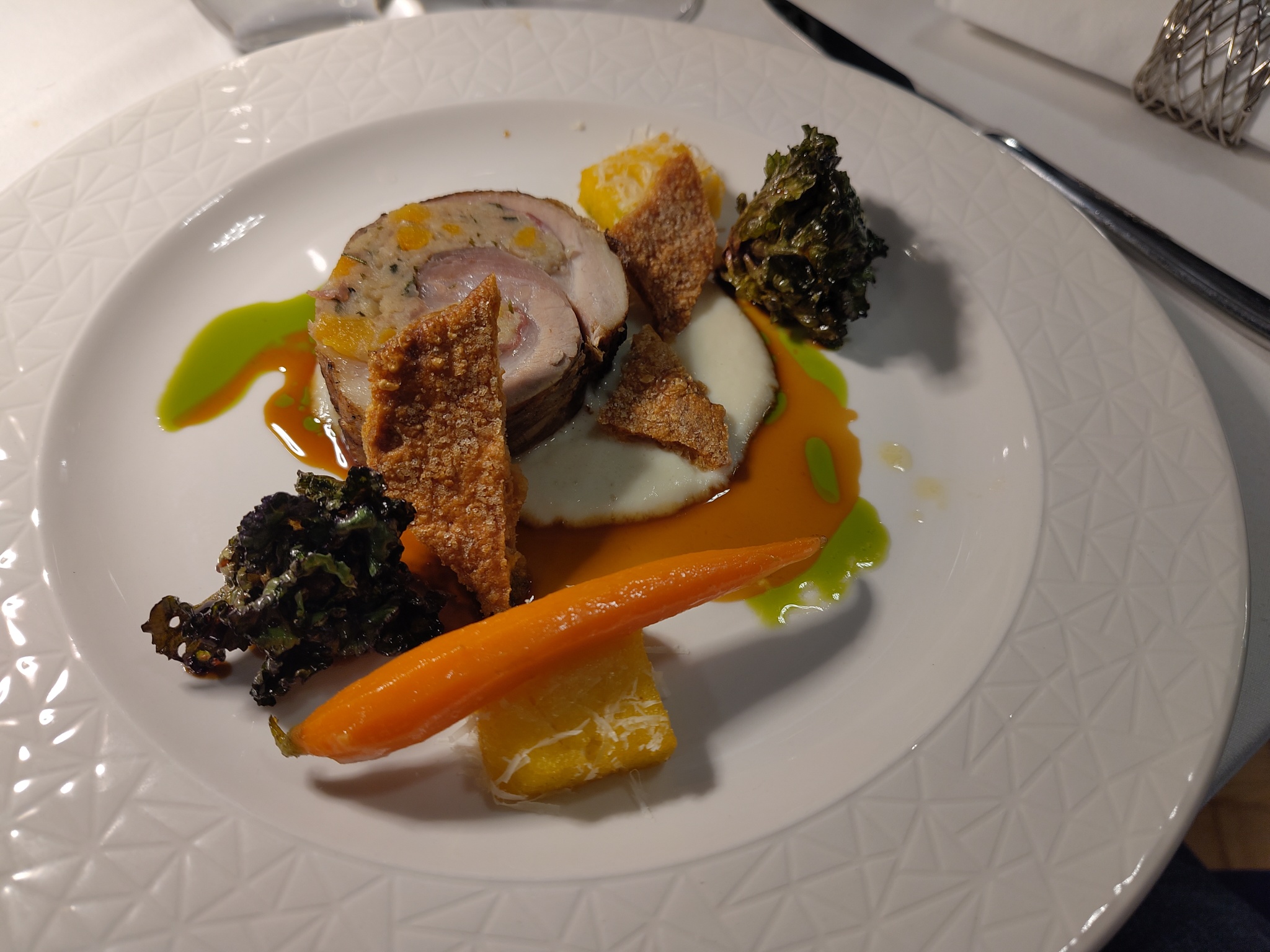 Porchetta, with Truffled Jerusalem Artichoke Purée