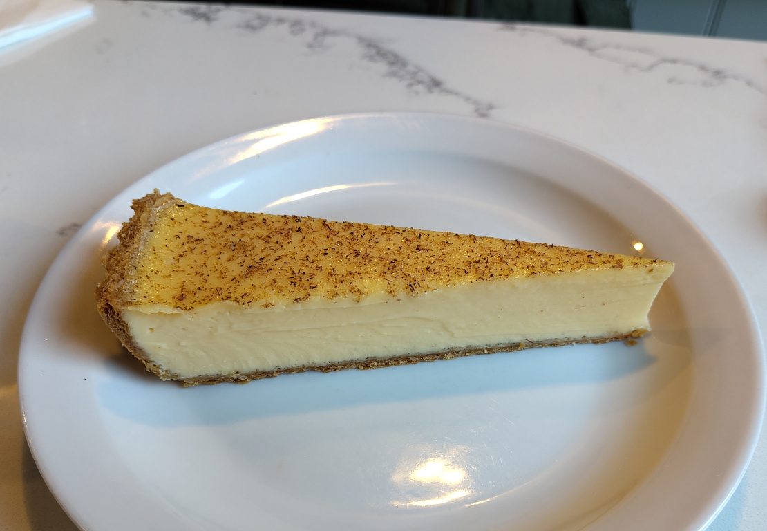 Classic custard tart slice.