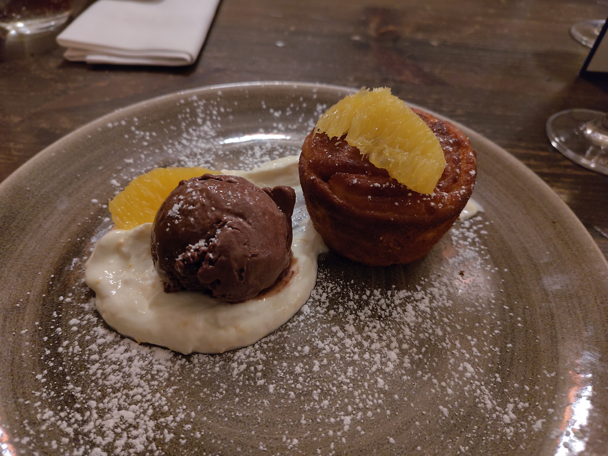 Orange & Almond Cake, with Chocolate Sorbet